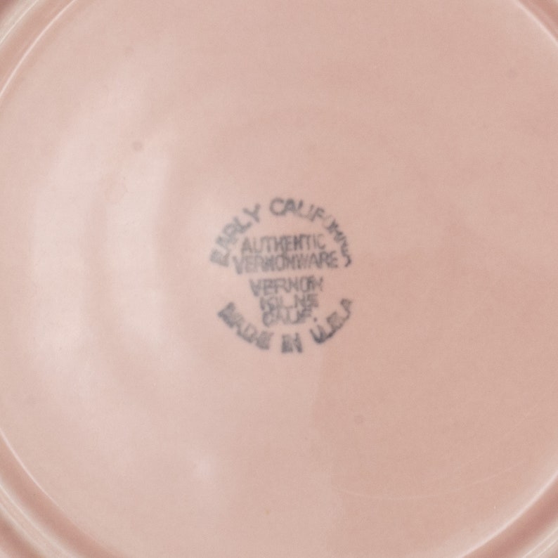 BREAD PLATE Vernon Kilns Early California Pink Vintage California Pottery Mid Century Modern Dinnerware Colorware Side Plate image 6