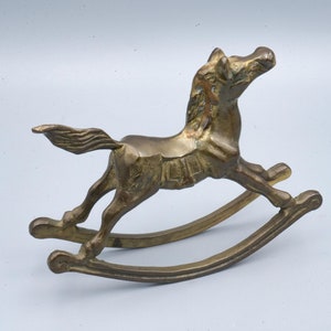 Vintage Brass Rockinghorse Figurine Decor Knick Knack Paperweight image 6