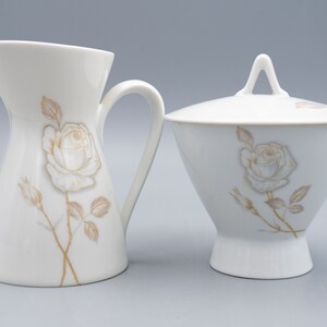 Rosenthal Classic Rose Creamer & Sugar Bowl Designed by Raymond Loewy Vintage Porcelain Tableware Designer Dinnerware image 3