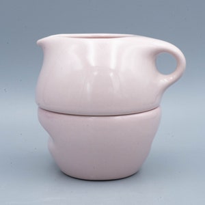 Russel Wright Iroquois Casual China Pink Sherbet Stacking Creamer and Sugar Vintage Mid Century Modern Designer Dinnerware image 2
