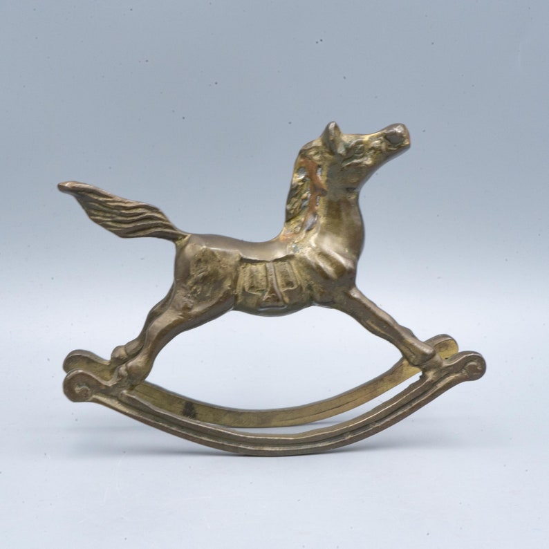 Vintage Brass Rockinghorse Figurine Decor Knick Knack Paperweight image 3