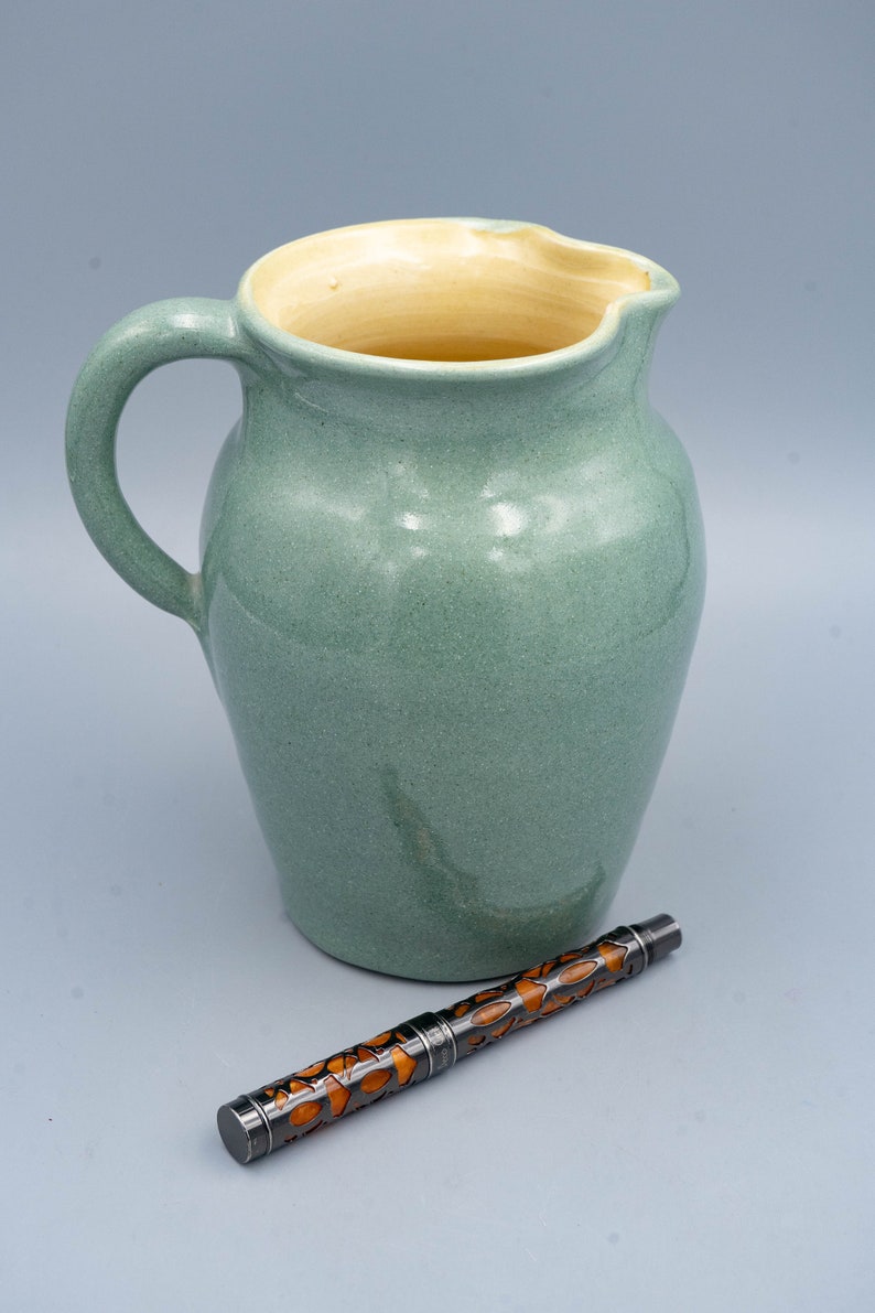 Pisgah Forest Pottery Turquoise and Yellow Pitcher image 10