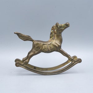 Vintage Brass Rockinghorse Figurine Decor Knick Knack Paperweight image 1