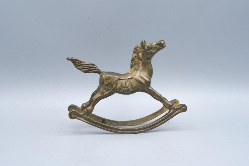 Vintage Brass Rockinghorse Figurine Decor Knick Knack Paperweight image 1