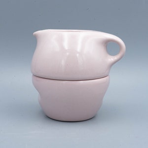 Russel Wright Iroquois Casual China Pink Sherbet Stacking Creamer and Sugar Vintage Mid Century Modern Designer Dinnerware image 1