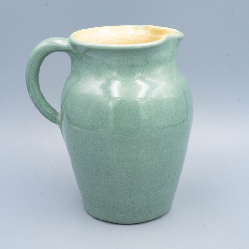 Pisgah Forest Pottery Turquoise and Yellow Pitcher image 2