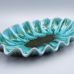 Blue Mountain Green and Turquoise Console Bowl Vintage Canadian Pottery image 1