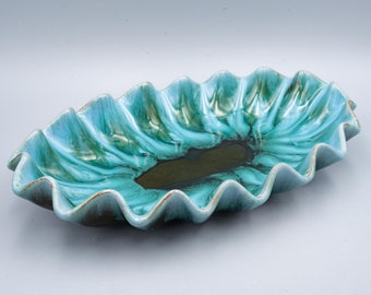 Blue Mountain Green and Turquoise Console Bowl | Vintage Canadian Pottery
