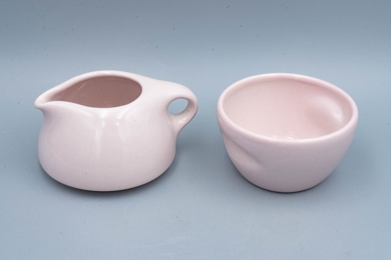 Russel Wright Iroquois Casual China Pink Sherbet Stacking Creamer and Sugar Vintage Mid Century Modern Designer Dinnerware image 4