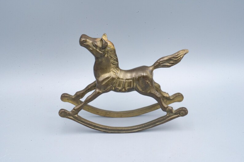 Vintage Brass Rockinghorse Figurine Decor Knick Knack Paperweight image 2