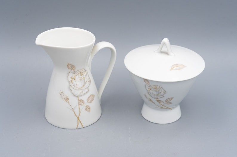 Rosenthal Classic Rose Creamer & Sugar Bowl Designed by Raymond Loewy Vintage Porcelain Tableware Designer Dinnerware image 2