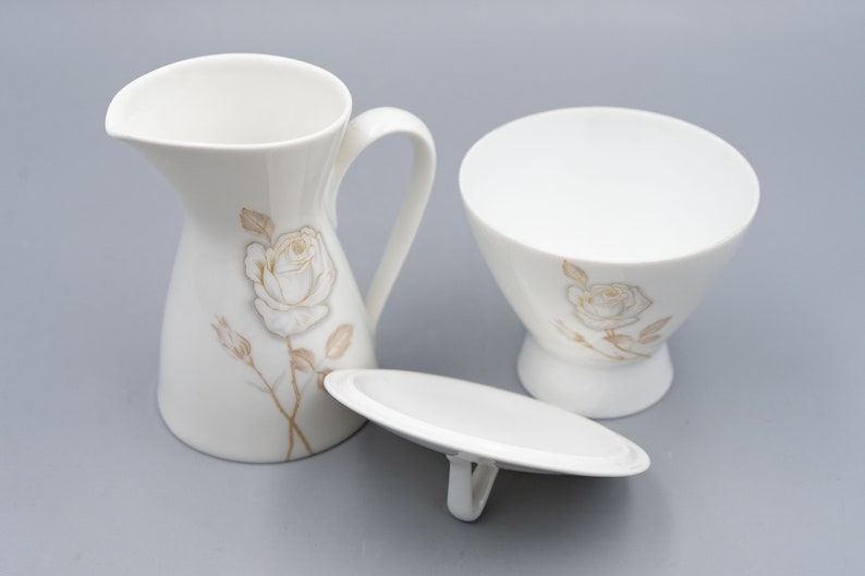 Rosenthal Classic Rose Creamer & Sugar Bowl Designed by Raymond Loewy Vintage Porcelain Tableware Designer Dinnerware image 6