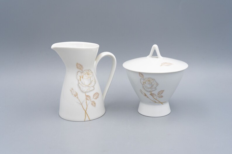 Rosenthal Classic Rose Creamer & Sugar Bowl Designed by Raymond Loewy Vintage Porcelain Tableware Designer Dinnerware image 1