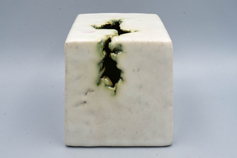 Mobach Ceramics Abstract Art Pottery Cube by Tom Bruinsma Vintage Dutch Ceramic Sculpture image 1