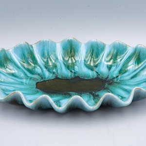 Blue Mountain Green and Turquoise Console Bowl Vintage Canadian Pottery image 2