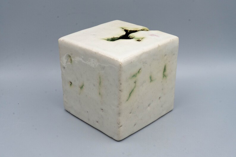 Mobach Ceramics Abstract Art Pottery Cube by Tom Bruinsma Vintage Dutch Ceramic Sculpture image 4
