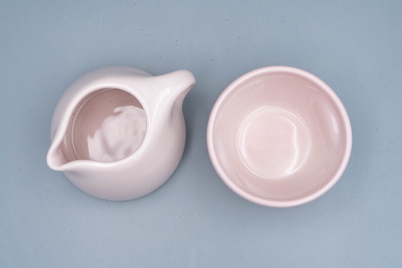 Russel Wright Iroquois Casual China Pink Sherbet Stacking Creamer and Sugar Vintage Mid Century Modern Designer Dinnerware image 5