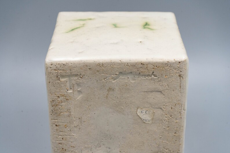 Mobach Ceramics Abstract Art Pottery Cube by Tom Bruinsma Vintage Dutch Ceramic Sculpture image 7