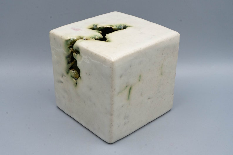 Mobach Ceramics Abstract Art Pottery Cube by Tom Bruinsma Vintage Dutch Ceramic Sculpture image 2