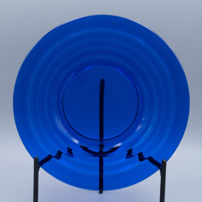 Hazel-Atlas Moderntone Cobalt Dinner Plate Vintage Depression Glass Mid Century Dinnerware image 2