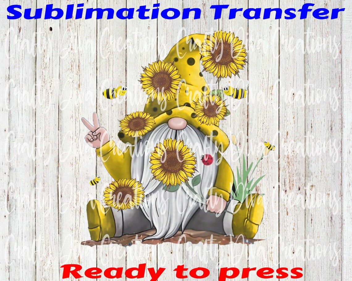 Cute Gnome And Yellow Sunflower Embroidery Cute Gnome And Yellow Sunflower Embroidery