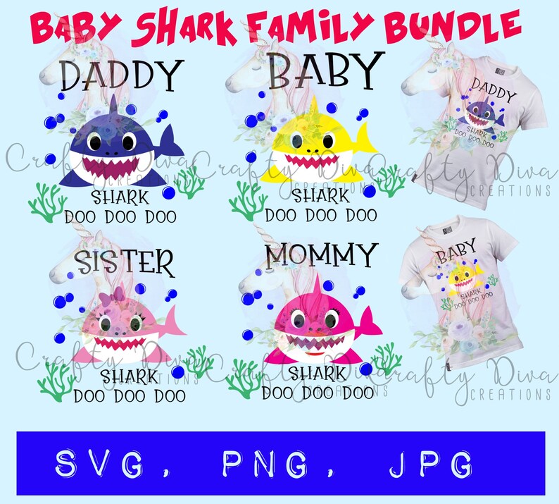 Download Baby shark family bundle SVG/PNG/JPEG/ Birthday/ special ...