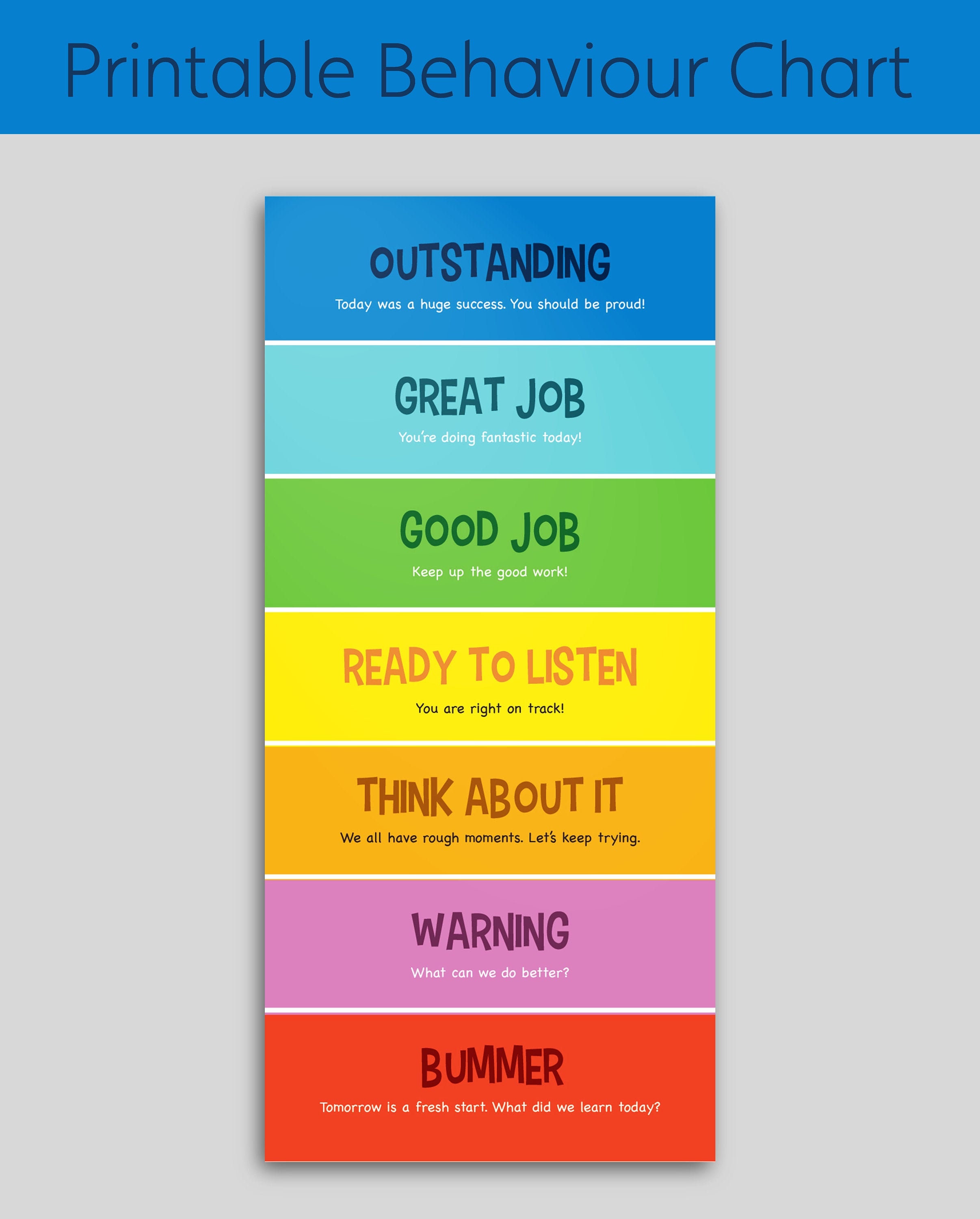 Children's Behaviour Chart Digital File Etsy