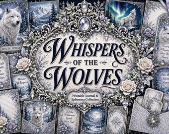 Whispers of the Wolves Printable Journal Ephemera Kit: Victorian Winter Wolf Collection