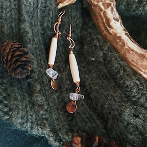 Crescent moon and Buffalo bone earrings
