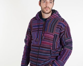 Hippie jacke | Etsy herren lila jacke psychedelic gothic fleece gefüttert