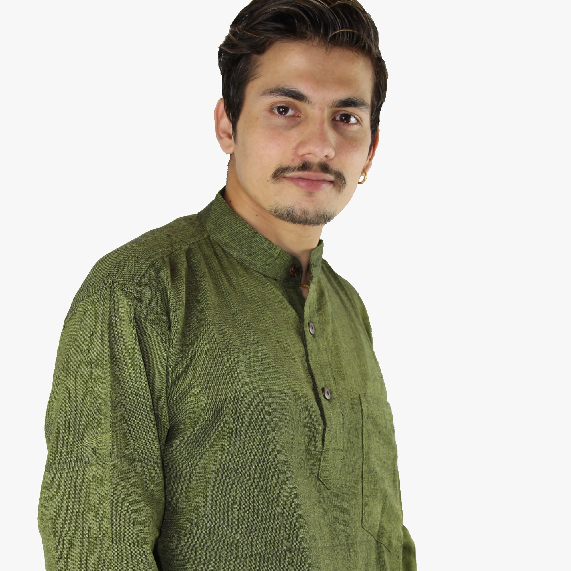 Khaki Green Casual Kurta Shirt Unisex Cotton Kurta - Etsy