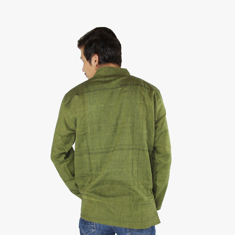 Khaki Green Casual Kurta Shirt Unisex Cotton Kurta | Etsy