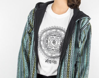 Blue Pattern Handmade Gheri Cotton Jacket - Traditional Nepalese Fabric - Ethically Handmade Hippie Jackets at Hima Originals