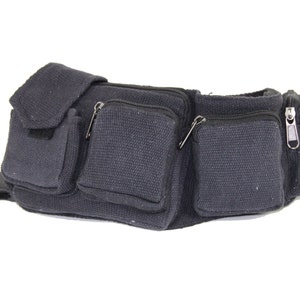 Black Cotton Gheri Fanny Pack – Handmade Hippie Boho Belt Bag