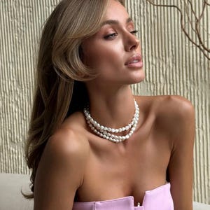 Elegant Real Pearl Bridal Choker - Triple Layered Wedding Necklace - Perfect Gift for Her