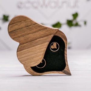 Custom Wooden Heart Shaped Ring Holder - Personalized Wedding Ring Box - Perfect Ring Bearer Gift - Engagement or Anniversary Ring Box