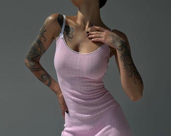 Pink Cotton Short Nightgown - Cozy Home Sleepwear for Women - Cute Gift gor Her