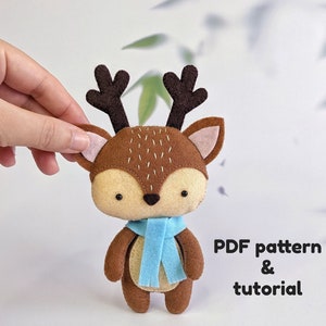 Felt deer PDF sewing pattern - Woodland animal sewing pattern - Felt pattern PDF - Felt animal pattern - Deer pattern felt - Sewing tutorial