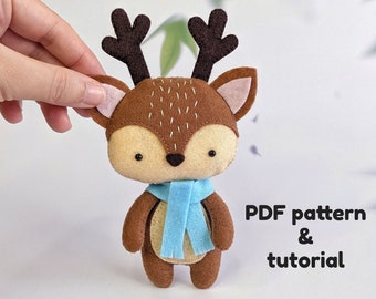 Felt deer PDF sewing pattern - Woodland animal sewing pattern - Felt pattern PDF - Felt animal pattern - Deer pattern felt - Sewing tutorial