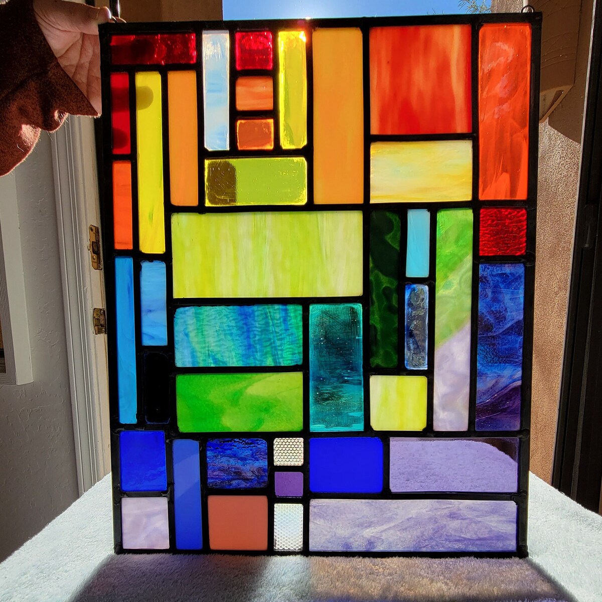 Geometric Stained Glass Panel - Etsy