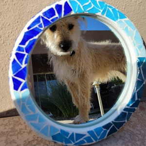 Shades of Blue Glass Mosaic Mirror