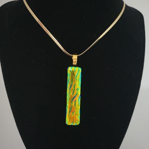 Dichroic Glass Pendant Necklace - Orange