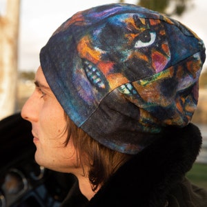 Skulls & Peace Bird Reversible Cotton Beanie image 3