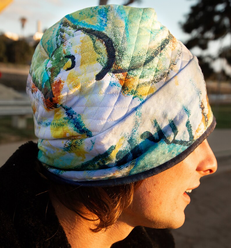 Skulls & Peace Bird Reversible Cotton Beanie image 7