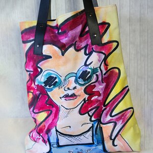 Canvas Shoulder Tote Bag with Vegan Leather Straps