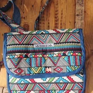 Ndebele print African small messenger bag