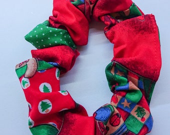 Red Christmas patchwork scrunchie