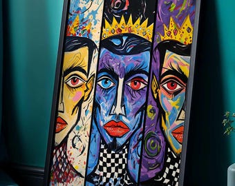 Abstract Expressionist Male Wall Art | Bold & Colorful Portrait, Pop Art Digital Painting, Modern Surreal Wall Art, Statement Decor