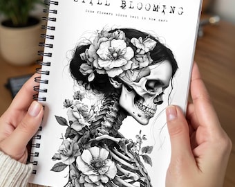 Gothic Skeleton Spiral Notebook | Dark Academia Journal, BookTok Gift, Goth Floral Notebook, Lined Journal for Writers