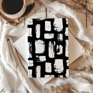 Black & White Abstract Hardcover Journal | Minimalist Notebook, Diary for Students, Artsy Writing Journal, Chic Office Gift